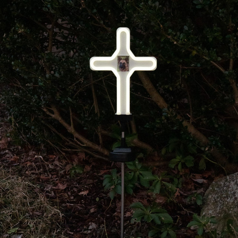 Haize Solar Powered LED Cross Silhouette Garden Stake Light