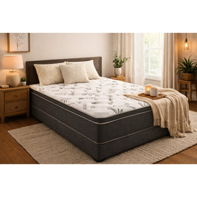 Grand matelas de 10 pouces avec housse pour une meilleure circulation de l'air et une meilleure qualité de sommeil, ressorts enroulés sur le périmètre pour réduire les mouvements du corps à isolation sonore, mousse blanche + expérience de construction à ressorts,