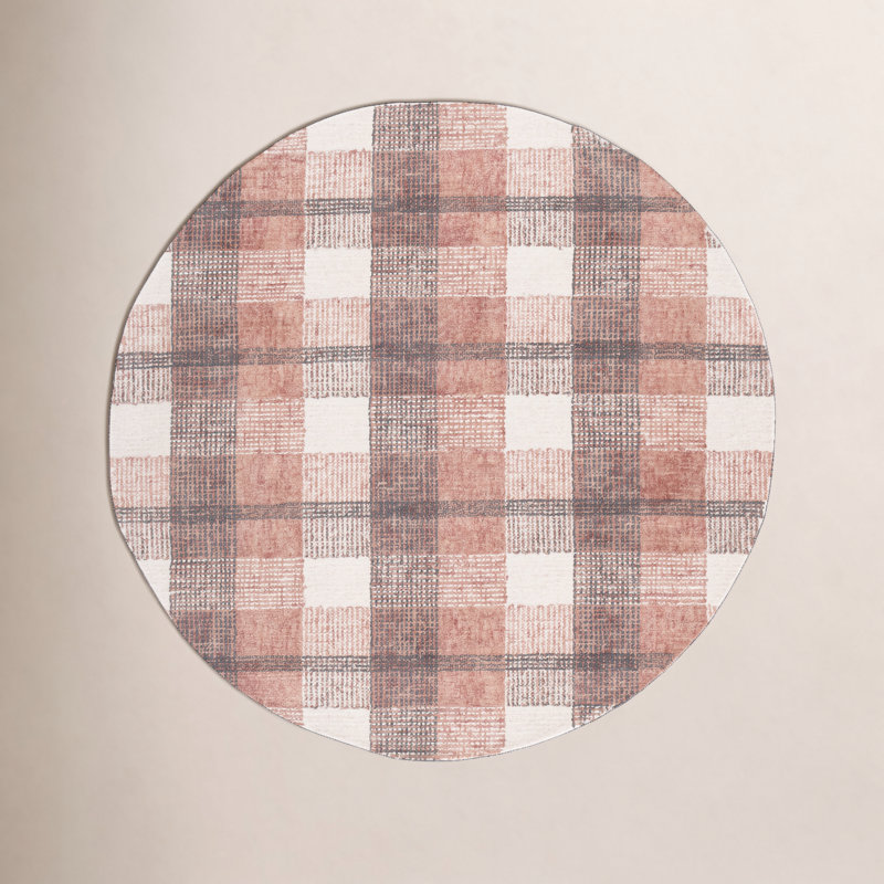 Hand-Tufted Wool Plaid Rug, Round 6'