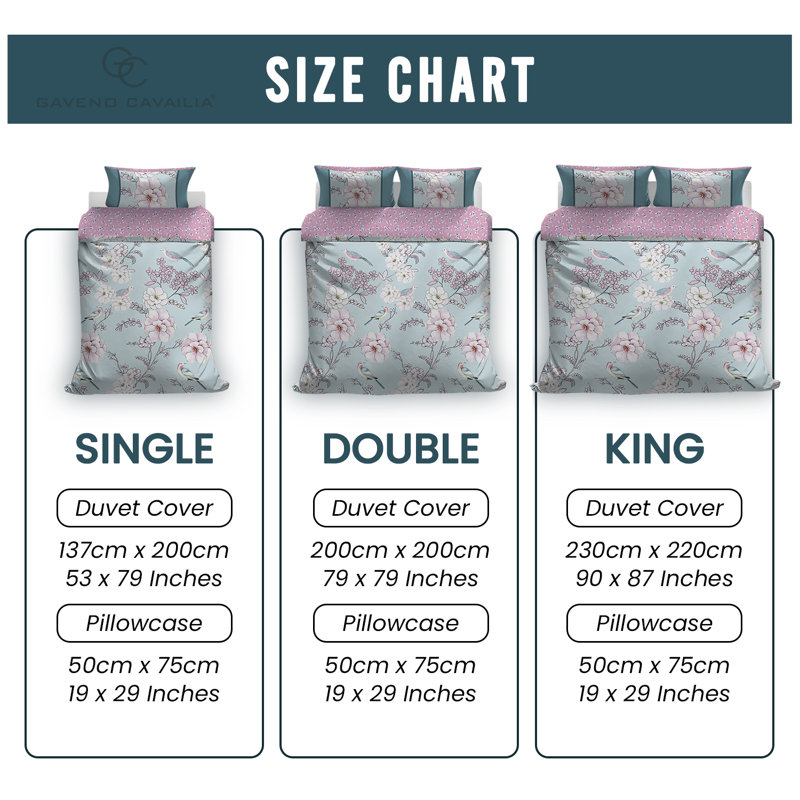 Polycotton Floral Duvet Cover With Matching Pillowcase Set, Yarn Bedding Set, Single Double King, Single