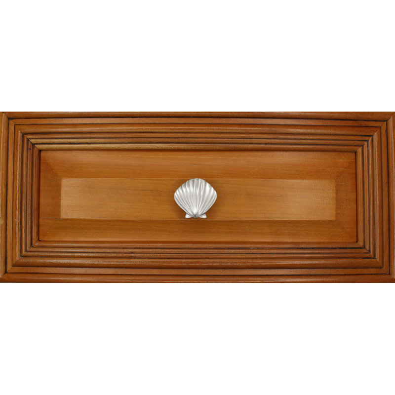 1 1/2" Seashell Knob, Brushed Nickel, 2" L x 2" W, 1