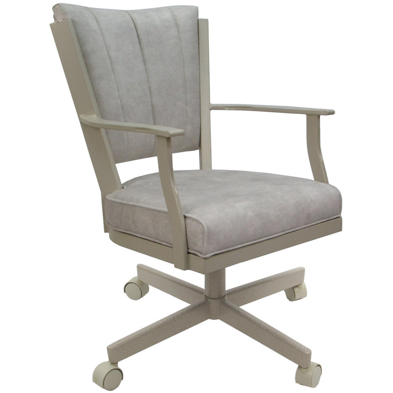 Danyael Metal Dining Caster Chair with Arms, Beige, Outlier Stucco