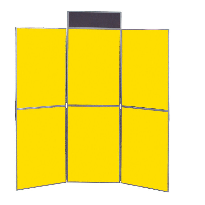Free-Standing Bulletin Board, 200cm H x 210cm W, Grey, Yellow
