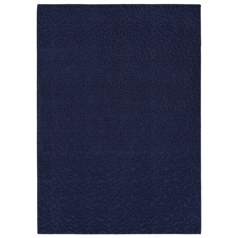 Tapis bleu marine en polypropylène touffeté à la machine Edith, Rectangle 6 pi x 9 pi