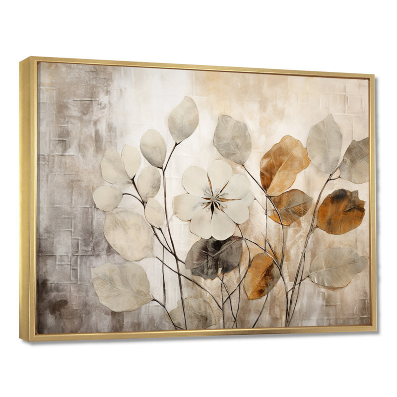 «Beige Botanical Impressions III - Abstract Botanicals», art encadré, Reproduction avec cadre flottant, H 34 po x l 44 po