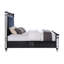 Lit très grand ACME Daymin Eastern en bleu marine foncé, miroir, noir et argent-71659081