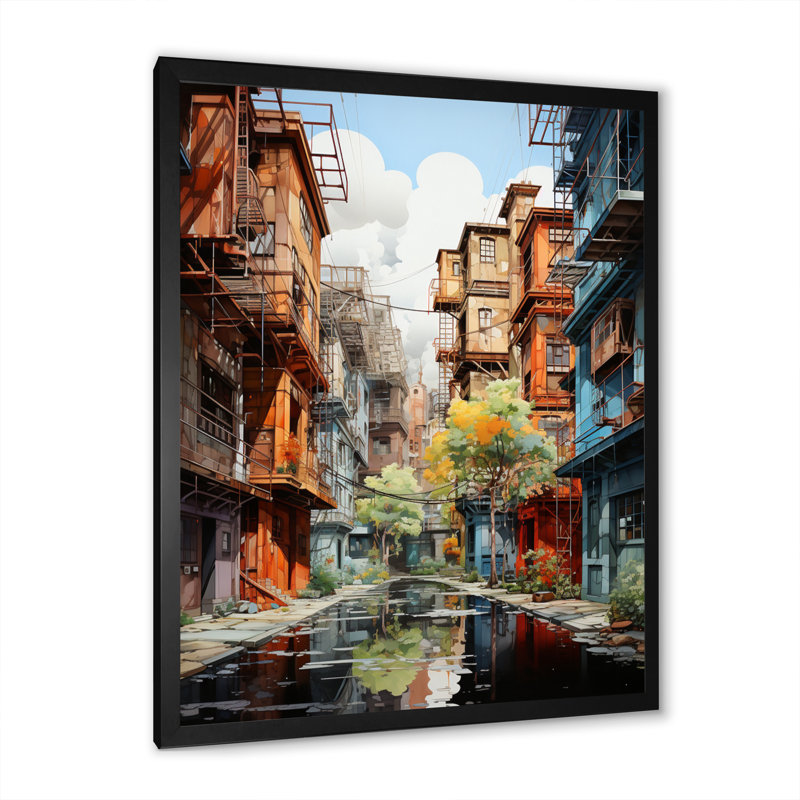 Liliann Factories Industrial Harmony I, reproduction d'art sur toile, H 44 po x l 34 po x P 1,5 po, Cadre photo noir