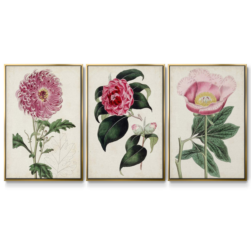 Ensemble de 3 pièces sur toile moyenne, Encadrement doré, H 36 po x l 72 po x P 2 po