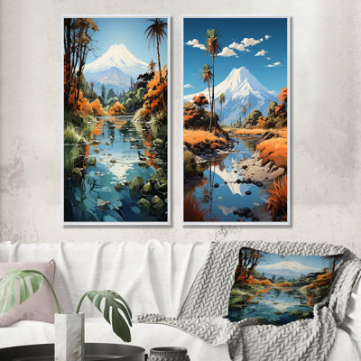 Volcano Volcanic Reflections - Volcano Wall Art Prints Set Of 2