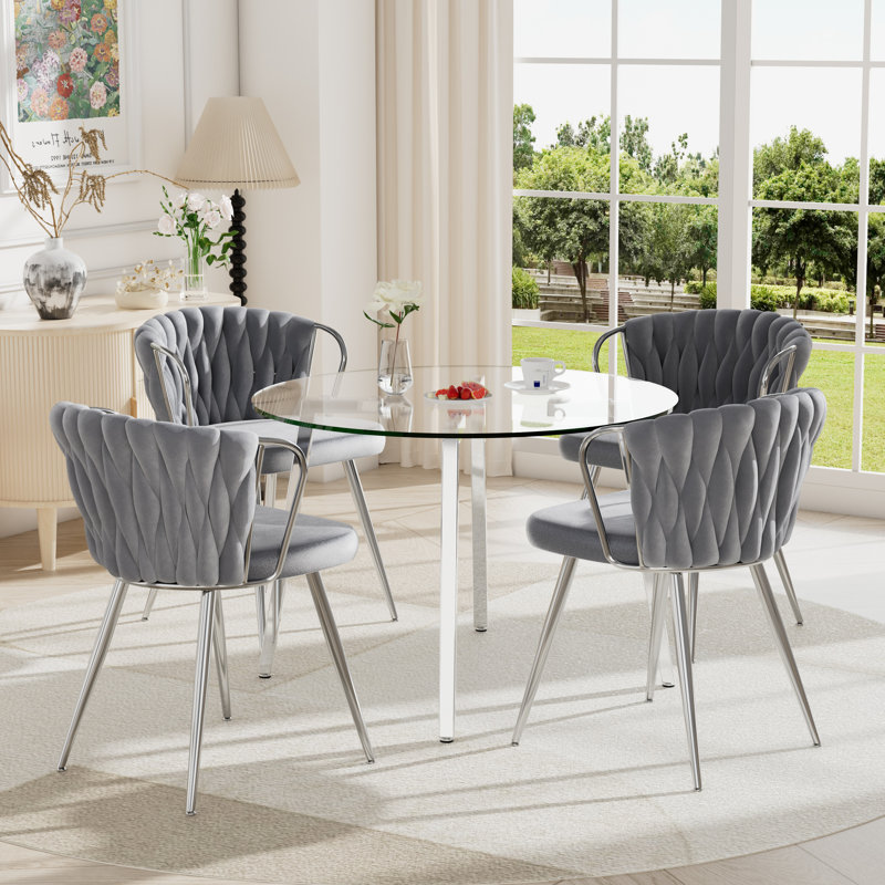 Ensemble de table de salle à manger 5 pièces pour 4 personnes, H 29,5 po x L 36 po x l 36 po, Gris