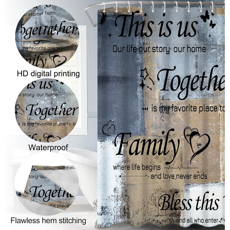 Ensemble de tapis de salle de bain antidérapant 4 pièces Family Quote