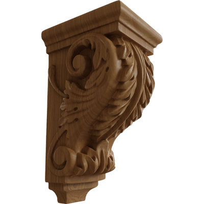 6"W x 7 1/2"D x 18"H Extra Large Acanthus Wood Corbel, Cherry