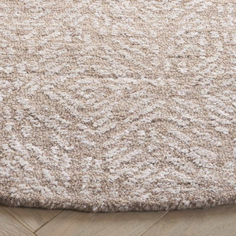 Anchondo 620 Hand Tufted Wool/Viscose/Cotton Abstract Indoor Use Only Rug in Beige/Ivory, Round 6'