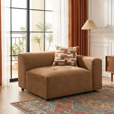 Fauteuils d'appoint cubiques en suède chocolat