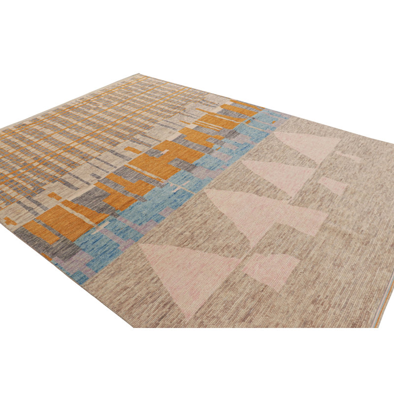 Moroccan Hand Knotted Wool Area Rug, Rectangle 5' x 7'