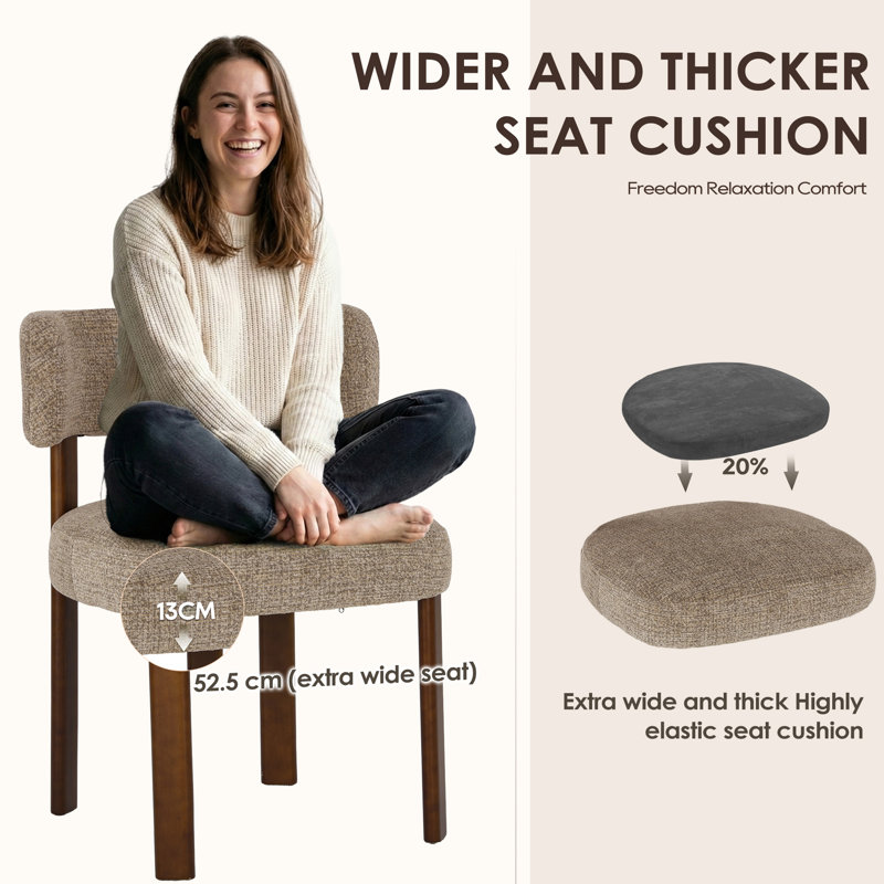 48.5cm H Upholstered Upholstered Back Side Chair, Fabric Camel