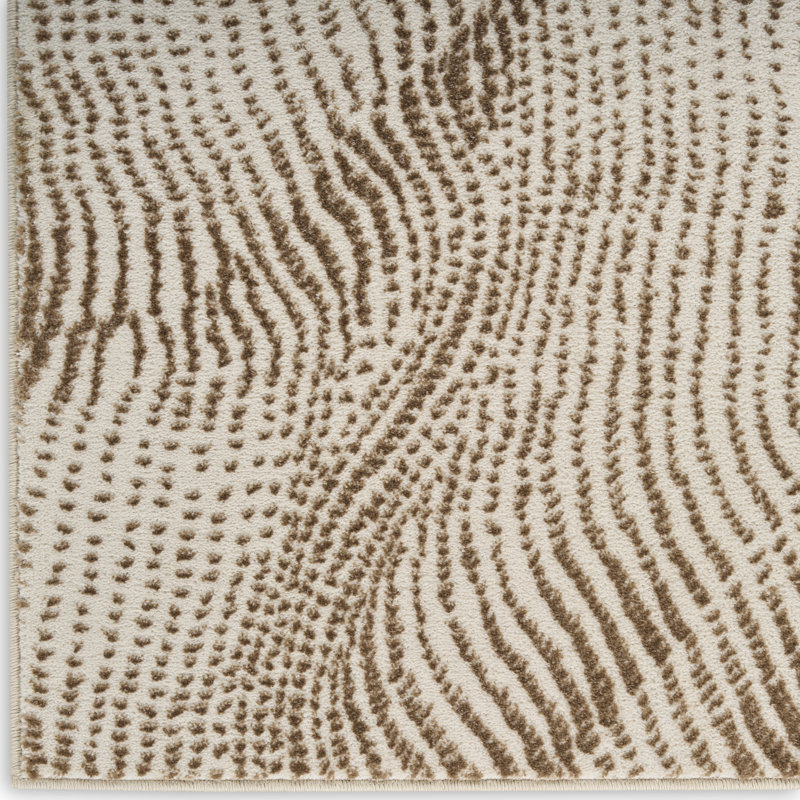 Alim Abstract Machine Made Area Rug, Rectangle 274 x 366 cm, Beige Brown
