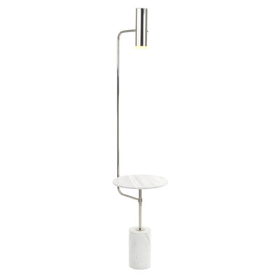Lampe de table lumineuse en marbre avec détails en nickel poli