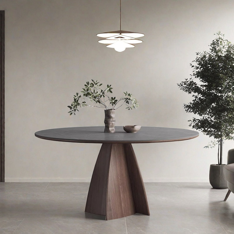 Shirin Round Solid Wood Base Dining Table, 29.5"H x 59"L x 59"W