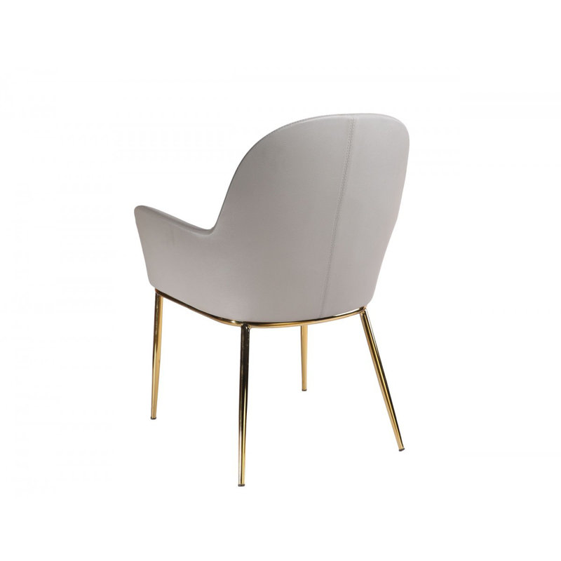 Fauteuil d'appoint moderne de 26 po Cid, siège rembourré, similicuir végétalien, gris