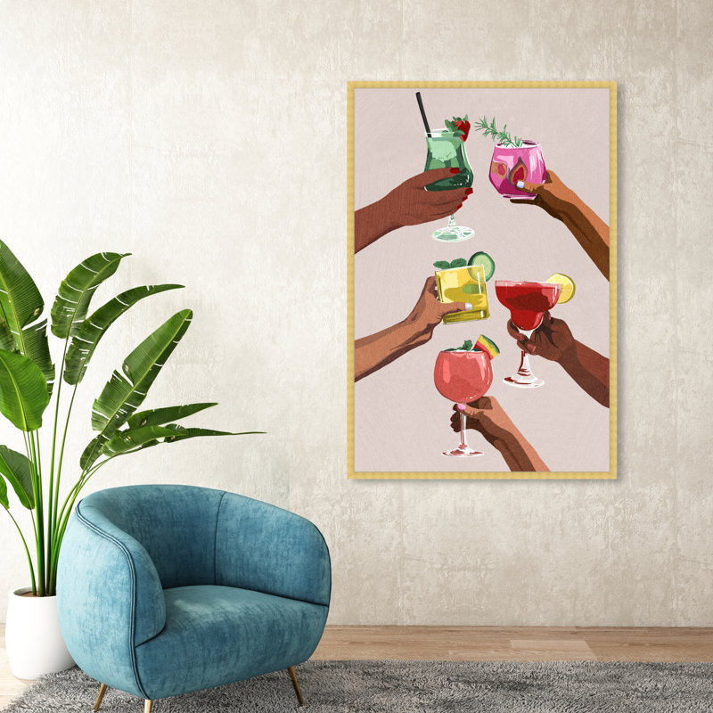 Rappelez-vous ceci - peinture encadrée sur papier, Cadre doré, H 54 po x l 36 po x P 1,75 po