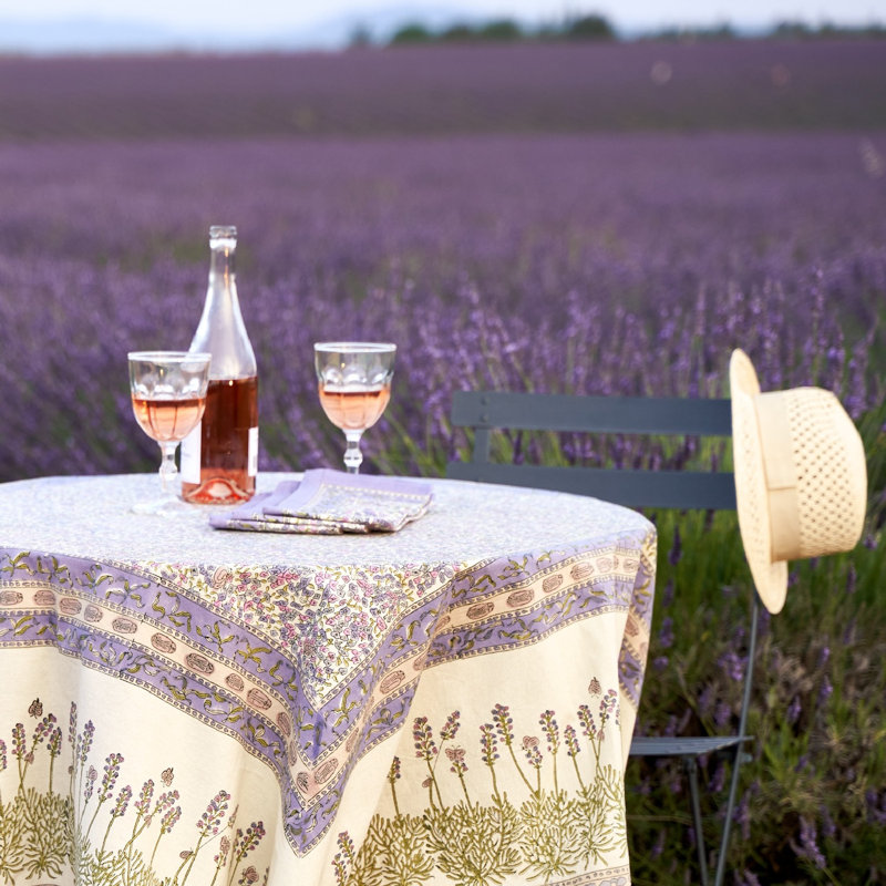 Lavender Handmade Floral Tablecloth, 59" W x 59" L