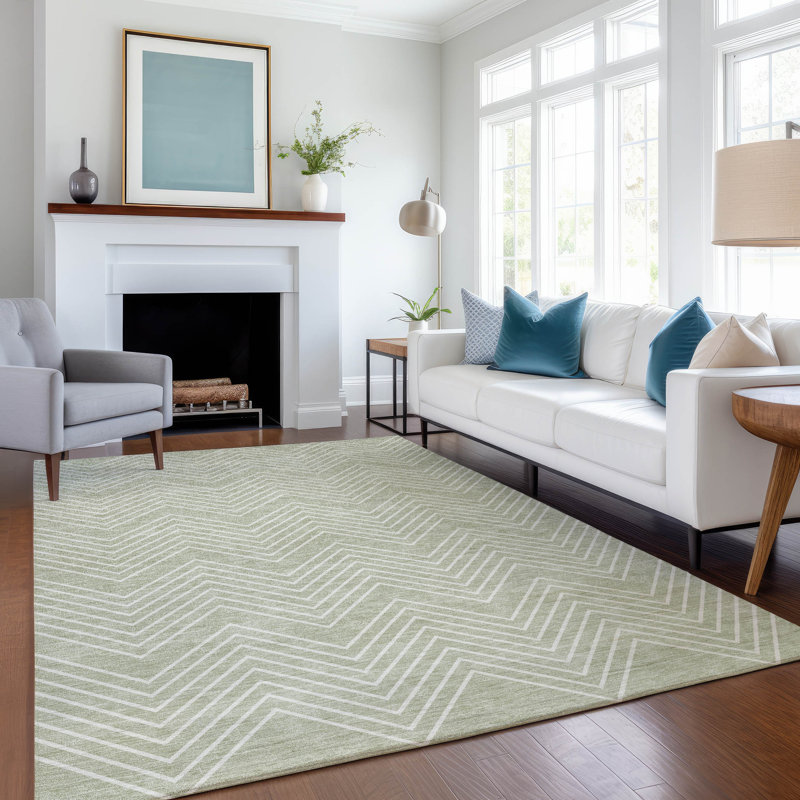 Tapis géométrique intérieur / extérieur lavable à la machine Kerwin ACN2390, Rectangle 10 pi x 14 pi