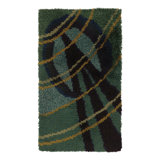 Vintage Hand Knotted Wool Area Rug in Blue, Green, Black, Yellow, White/Cream
