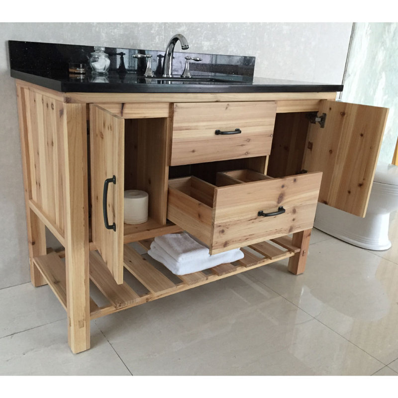 Genoa 48'' Single Bathroom Vanity with Top, Black