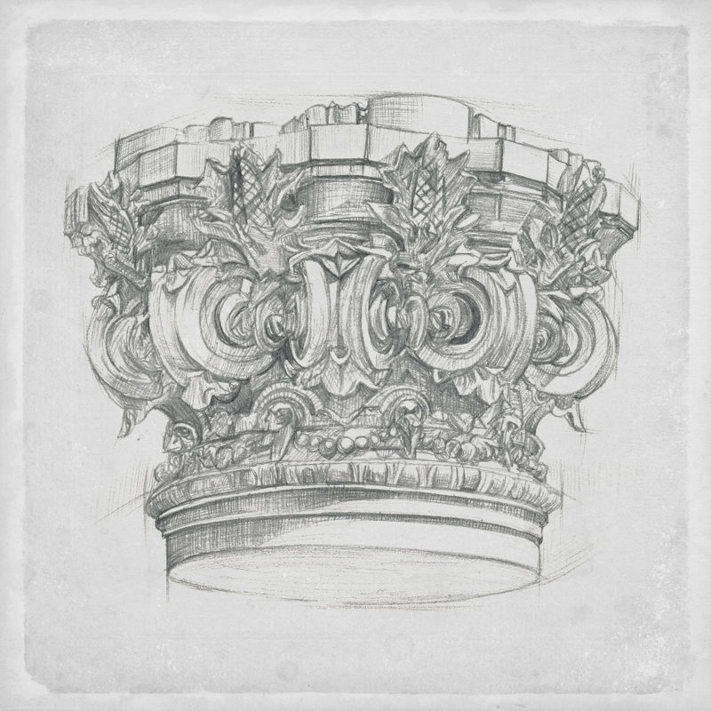 Étude de la capitale de l'UA CH II, H 12 po x l 12 po x P 1,25 po