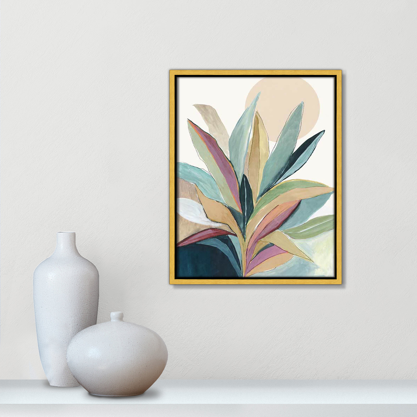 Sherbrooke Sunny Bright Leaves I by Asia Jensen Print, Gold Floater Framed, No Mat, 15.5" H x 12.5" W x 2" D