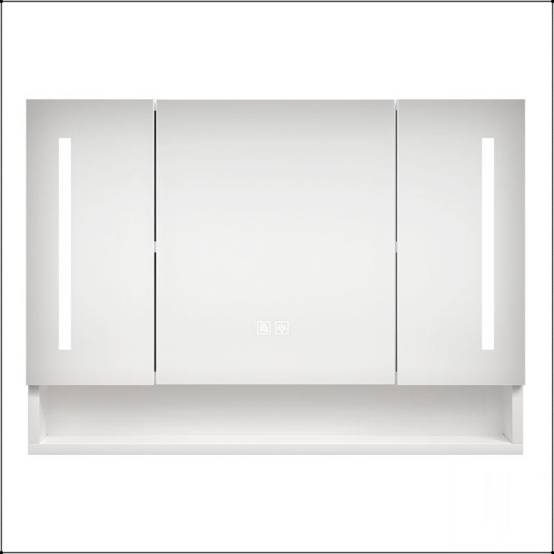 Armoire de salle de bain moderne en aluminium 39 po x 28 po avec miroirs, lumières DEL et compartiments de rangement à plusieurs niveaux
