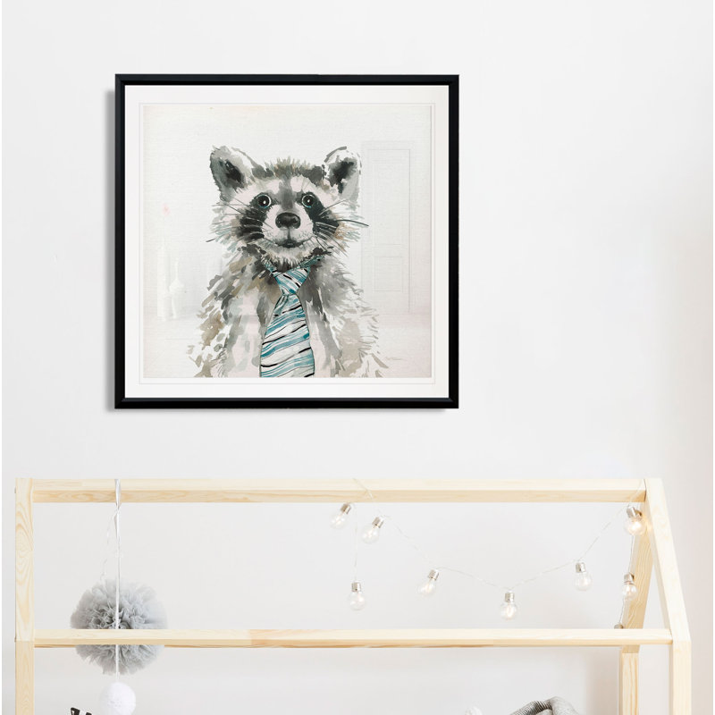 «Cute Critter Raccoon», art sur toile, H 30,5 po x l 30,5 po x P 1,5 po, Cadre plastique noir