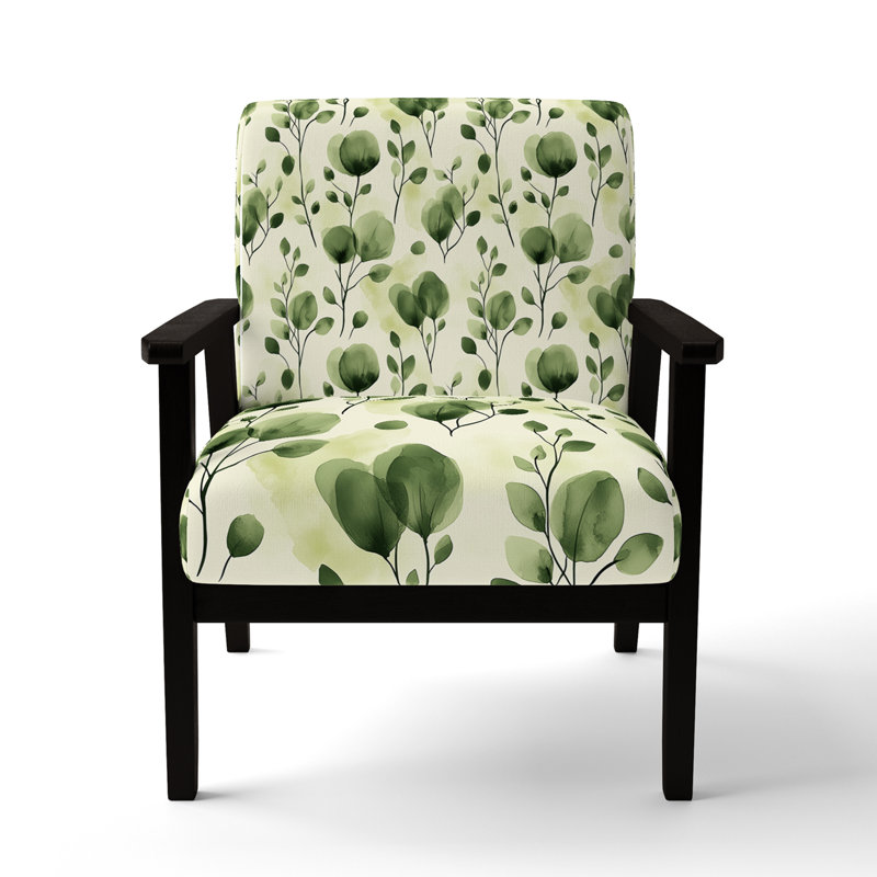 Chaise rembourrée Floral, Accoudoirs carrés noirs