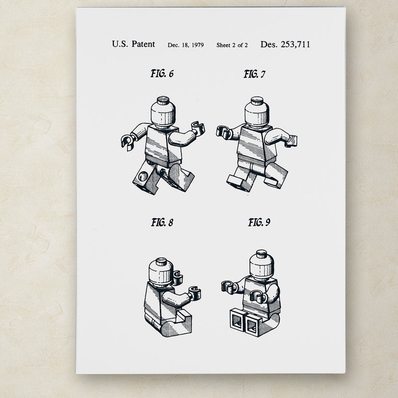 Eyron, «Lego Man Vernis, page 2», reproduction d'impression sur toile tendue en blanc, H 24 po x l 18 po x P 2 po