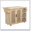 Îlot de cuisine à motif damier tissé 3D 53,2 po avec abattant, îlot de cuisine sur roulettes avec support de rangement interne, prise de courant, chariot de cuisine avec 3 tiroirs et 2 armoires, Nature