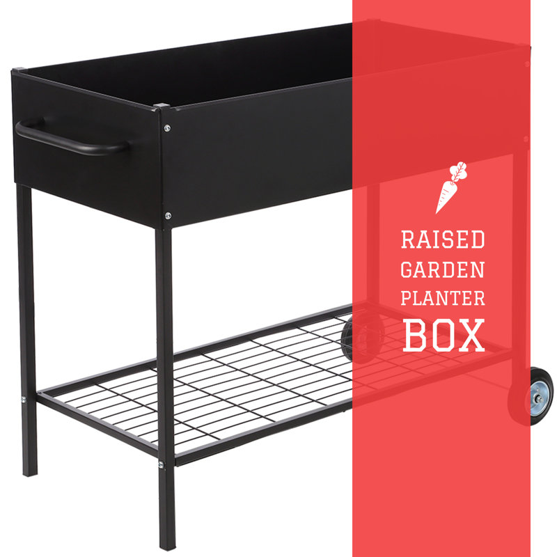 Metal Elevated Planter with wheels