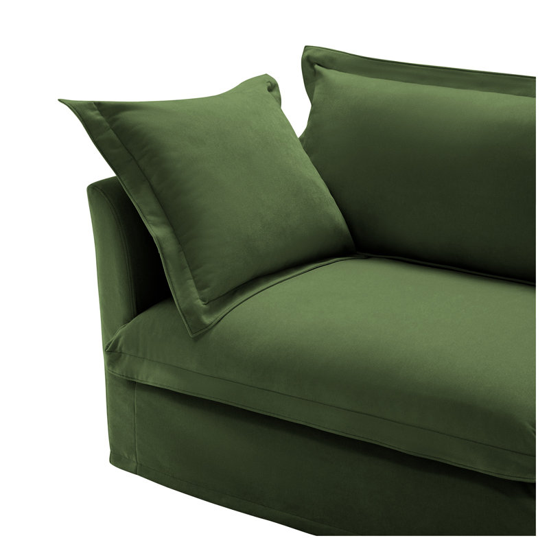 Fauteuil sans accoudoirs en chenille vert, Vert
