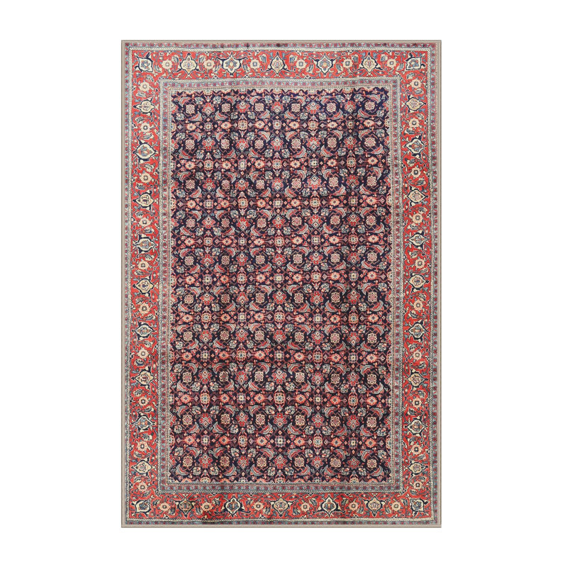 Tapis traditionnel rouge / noir, Rectangle 5 pi x 7 pi