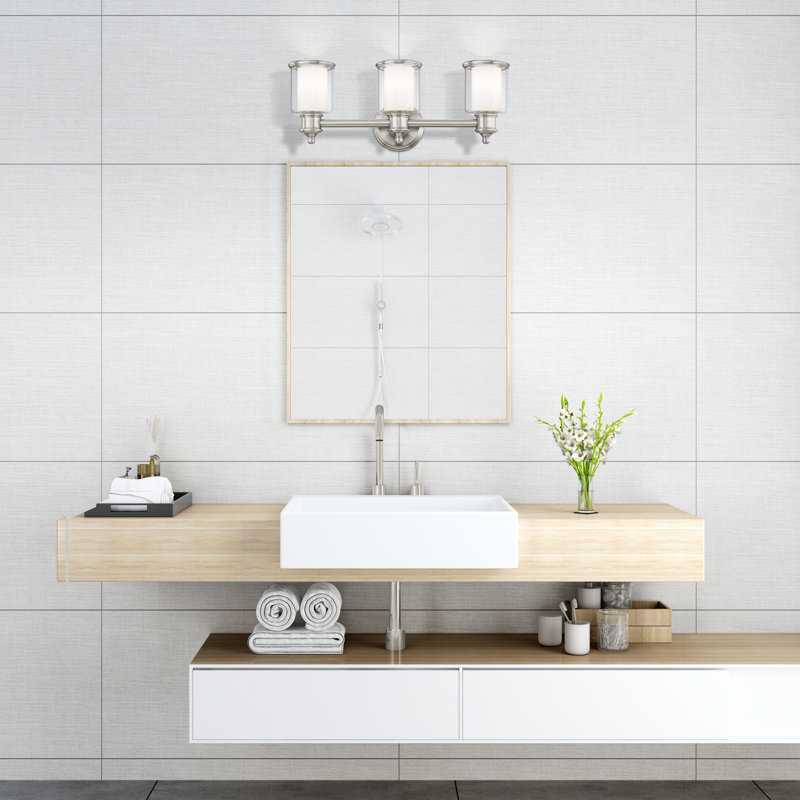 Éclairage pour salle de bain à intensité variable 3 lumières Messick, Nickel brossé