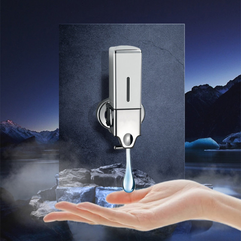 Distributeur de savon mural pour salle de bain, Argent