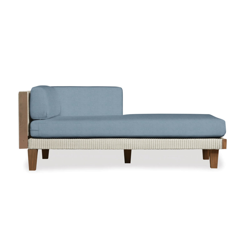 Catalina Outdoor Teak Chaise Lounge, Canvas Black Sunbrella® Canvas, Linen