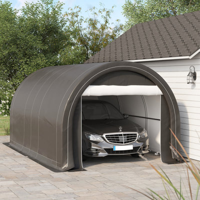 Tente de garage portative Outsunny de 10 pi x 16 pi avec grande porte à fermeture à glissière et abri de voiture en polyéthylène pour voiture, camion, bateau, moto, vélo, outils de jardin, travaux extérieurs
