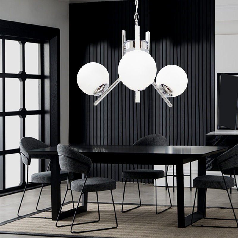 Aadhav 3 - Light Chandelier, White, Silver