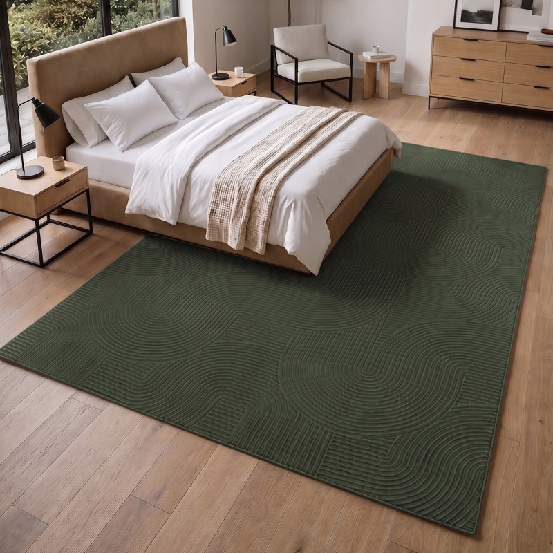 Tapis moderne lavable à la machine Elion, Rectangle 10' x 14', Forêt
