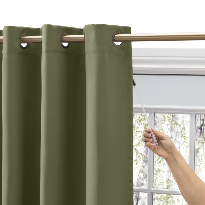Ardelle Blackout Single Curtain Panel, Sage with Antiqued Bronze Grommets, 56" W x 36" L