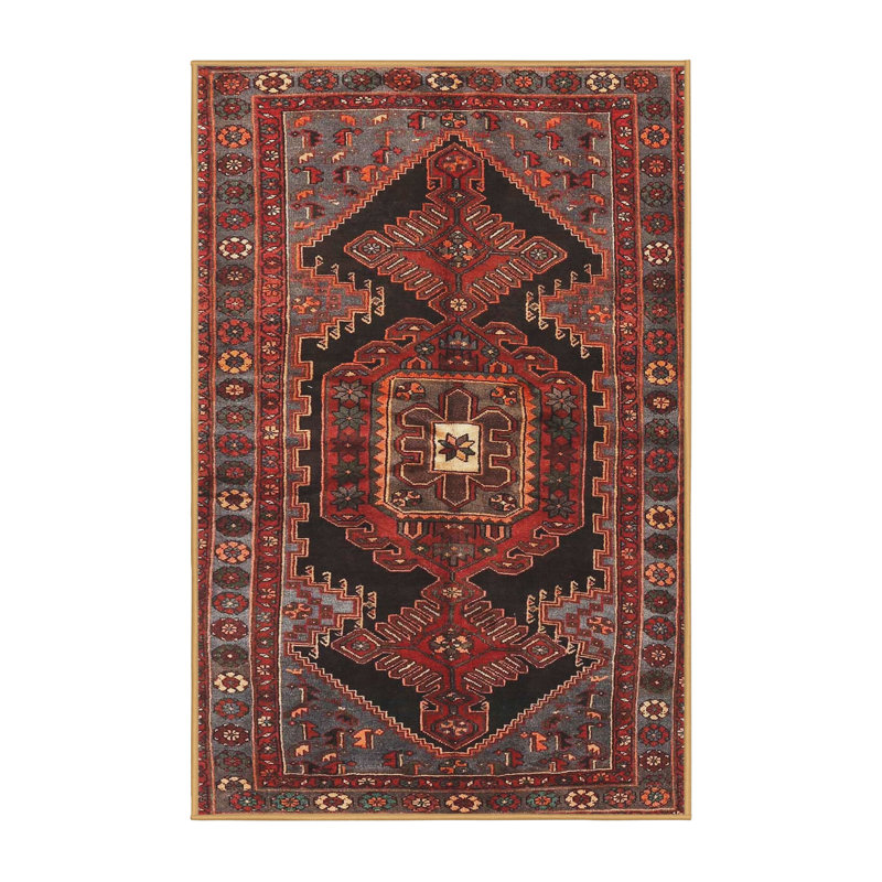 Tapis traditionnel mehroon/noir/bleu, Rectangle 2 pi x 3 pi