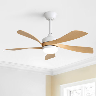 Whisper 45" 5-ABS Blades Indoor Ceiling Fan Light With Remote Control, Compatible With App And Speaker Control，White