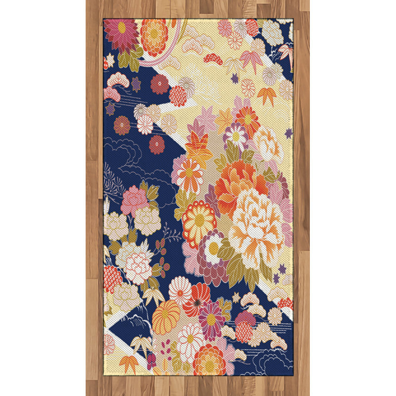 Tapis décoratif japonais en fibres à haute densité, Rectangle 2 pi 7 po x 5 pi