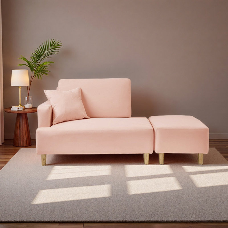 Chaise longue de luxe avec éponge de densité, Orienté à gauche (vu de face), Rose